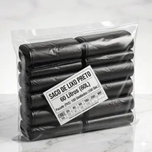 Saco de Lixo Preto 60L Pct 100 Uni.