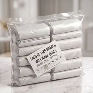 Saco de Lixo Branco 60L Pct 100 Uni.