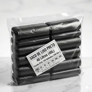 Saco de Lixo Preto 40L Pct 100 Uni.