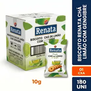 Biscoito Renata Chá de Limão cx 180 Uni. 2x2 10g