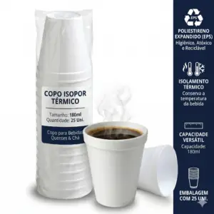 Copo Isopor 180ml Pct 25 Uni.